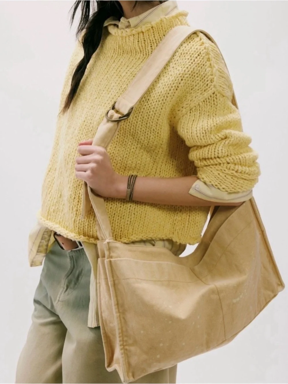NWT Free People Camp Crush Sling Bag in Neutral